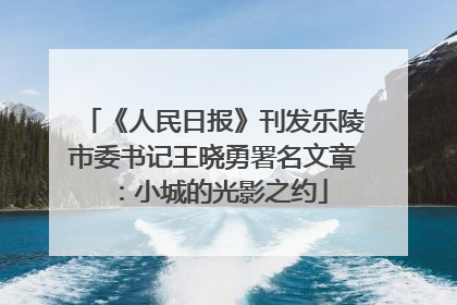 《人民日报》刊发乐陵市委书记王晓勇署名文章：小城的光影之约