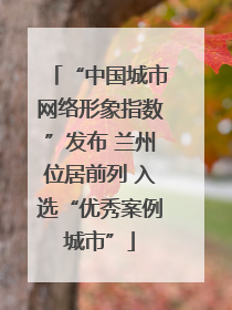 “中国城市网络形象指数”发布 兰州位居前列 入选“优秀案例城市”