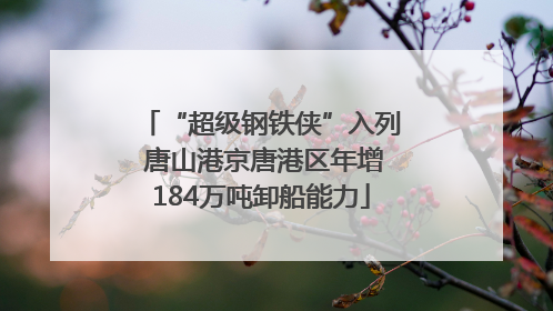 “超级钢铁侠”入列 唐山港京唐港区年增184万吨卸船能力