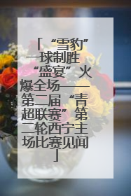 “雪豹”一球制胜 “盛宴”火爆全场——第二届“青超联赛”第二轮西宁主场比赛见闻