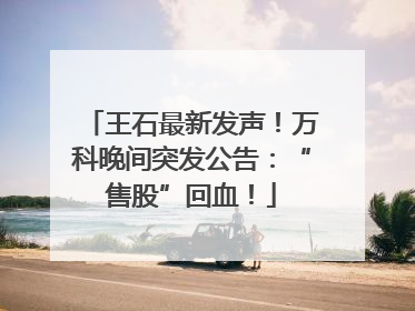 王石最新发声！万科晚间突发公告：“售股”回血！