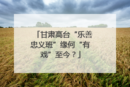 甘肃高台“乐善忠义班”缘何“有戏”至今？