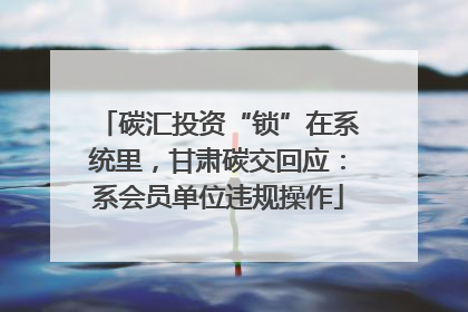 碳汇投资“锁”在系统里，甘肃碳交回应：系会员单位违规操作