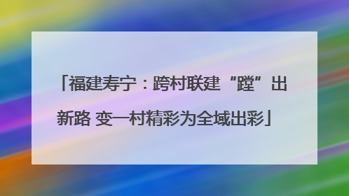 福建寿宁：跨村联建“蹚”出新路 变一村精彩为全域出彩