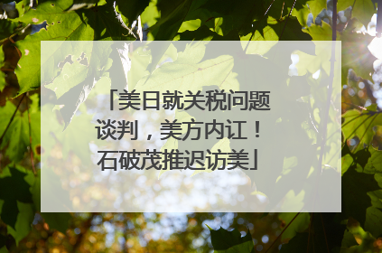 美日就关税问题谈判，美方内讧！石破茂推迟访美
