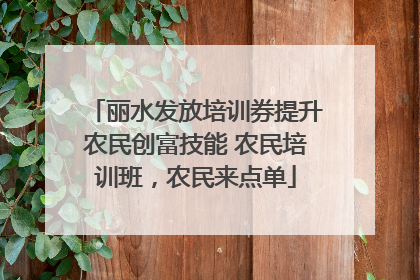 丽水发放培训券提升农民创富技能 农民培训班，农民来点单