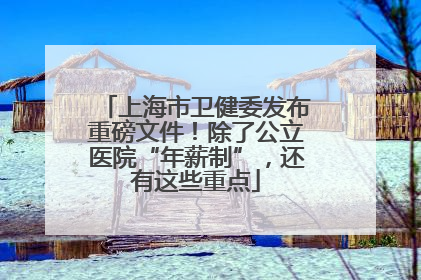 上海市卫健委发布重磅文件！除了公立医院“年薪制”，还有这些重点