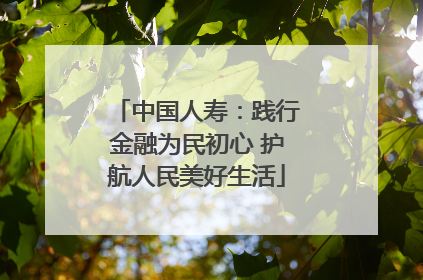 中国人寿：践行金融为民初心 护航人民美好生活