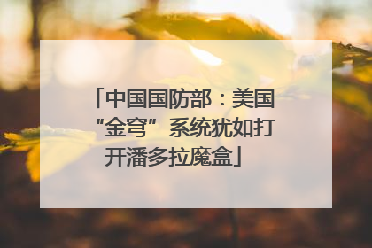 中国国防部：美国“金穹”系统犹如打开潘多拉魔盒