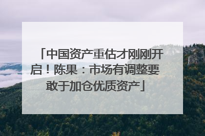 中国资产重估才刚刚开启！陈果：市场有调整要敢于加仓优质资产