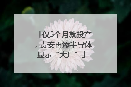 仅5个月就投产，贵安再添半导体显示“大厂”
