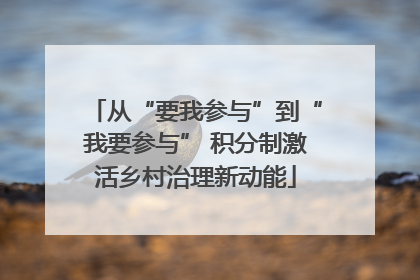 从“要我参与”到“我要参与” 积分制激活乡村治理新动能