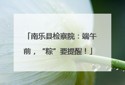 南乐县检察院：端午前，“粽”要提醒！