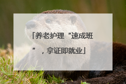 养老护理“速成班”，拿证即就业
