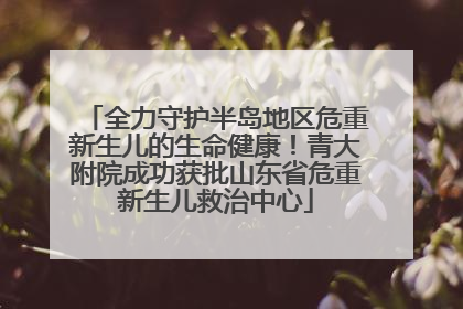 全力守护半岛地区危重新生儿的生命健康！青大附院成功获批山东省危重新生儿救治中心