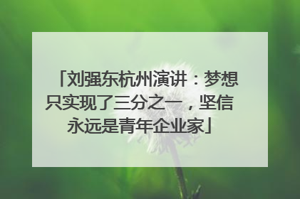 刘强东杭州演讲：梦想只实现了三分之一，坚信永远是青年企业家