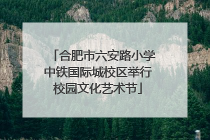 合肥市六安路小学中铁国际城校区举行校园文化艺术节