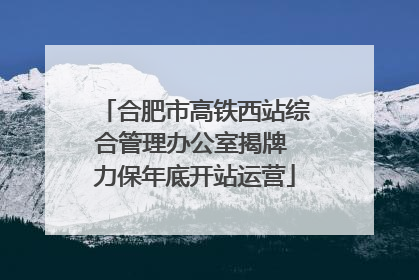 合肥市高铁西站综合管理办公室揭牌 力保年底开站运营