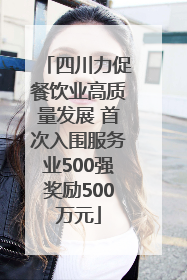四川力促餐饮业高质量发展 首次入围服务业500强奖励500万元