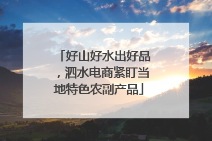 好山好水出好品，泗水电商紧盯当地特色农副产品