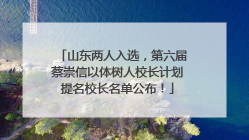 山东两人入选，第六届蔡崇信以体树人校长计划提名校长名单公布！