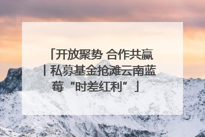 开放聚势 合作共赢丨私募基金抢滩云南蓝莓“时差红利”
