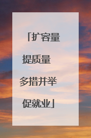 扩容量提质量 多措并举促就业