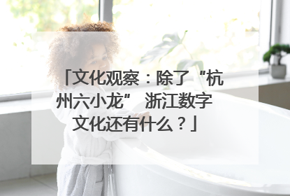 文化观察：除了“杭州六小龙” 浙江数字文化还有什么？