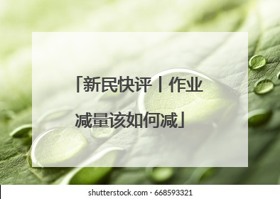 新民快评丨作业减量该如何减