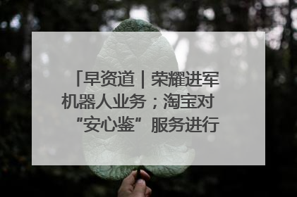 早资道｜荣耀进军机器人业务；淘宝对“安心鉴”服务进行逐步下线调整
