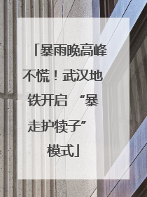 暴雨晚高峰不慌！武汉地铁开启 “暴走护犊子” 模式