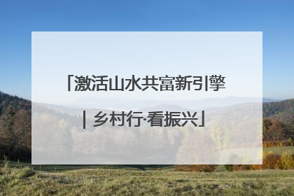 激活山水共富新引擎｜乡村行·看振兴