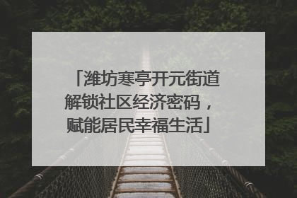 潍坊寒亭开元街道解锁社区经济密码，赋能居民幸福生活