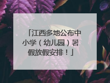 江西多地公布中小学（幼儿园）暑假放假安排！