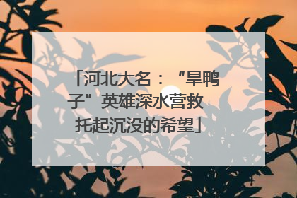 河北大名：“旱鸭子”英雄深水营救 托起沉没的希望