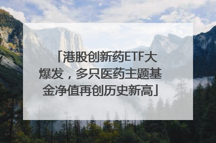 港股创新药ETF大爆发，多只医药主题基金净值再创历史新高