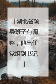 湖北省领导班子有调整，他出任党组副书记