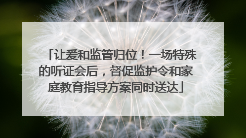 让爱和监管归位！一场特殊的听证会后，督促监护令和家庭教育指导方案同时送达
