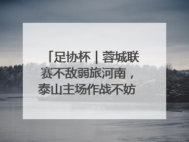 足协杯｜蓉城联赛不敌弱旅河南，泰山主场作战不妨“抄作业”