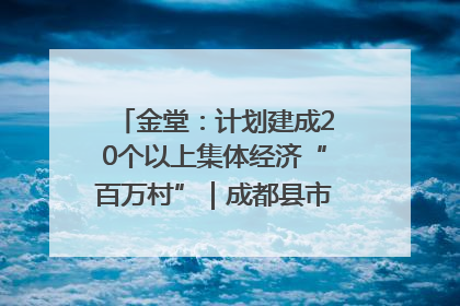 金堂：计划建成20个以上集体经济“百万村”｜成都县市新城高质量发展
