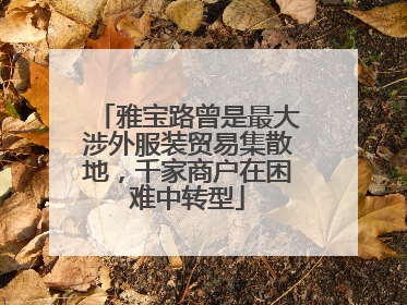 雅宝路曾是最大涉外服装贸易集散地，千家商户在困难中转型