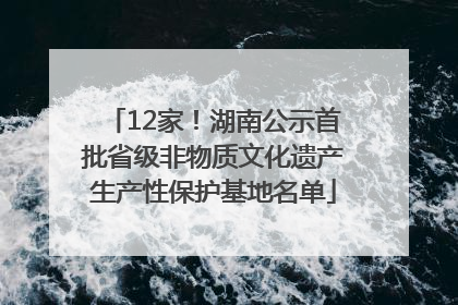 12家！湖南公示首批省级非物质文化遗产生产性保护基地名单