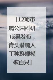 12项市属公园科研成果发布，青头潜鸭人工种群规模破百只