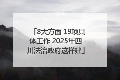 8大方面 19项具体工作 2025年四川法治政府这样建