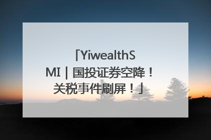 YiwealthSMI｜国投证券空降！关税事件刷屏！